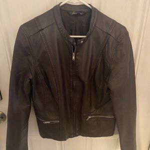 Dark brown faux letter jacket